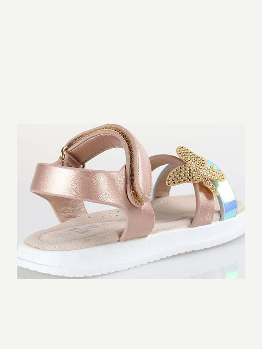 Zak Shoes Παιδικό Βρεφικό Ανατομικό Πέδιλο Κορίτσι με Πεταλούδα Strass Bronze