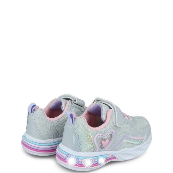 IQ Kids Παιδικό Αθλητικό Sneaker Καρδούλες με Φωτάκια Silver/Pink Glitter με Φτερά