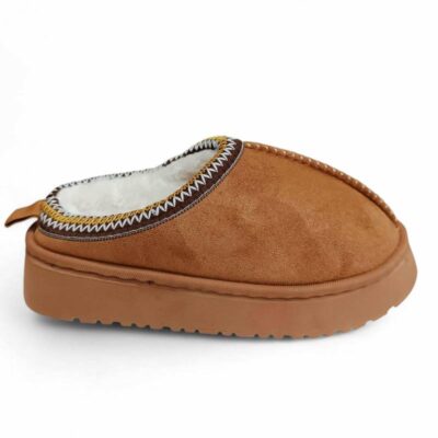 pY6-DWIx Παιδικές Χειμερινές Παντόφλες με Οικολογική Γούνα Camel