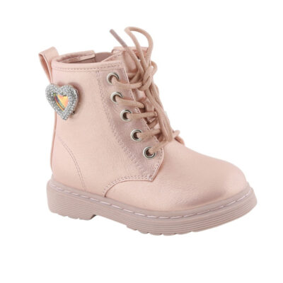 Zak Shoes Παιδικά Μποτάκια Αρβυλάκια Κορίτσι Pink Με Strass Καρδούλα