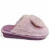 Sesamall Γυναικεία Χειμερινή Παντόφλα Με Οικολογική Γούνα και Τακούνι Purple Καρδούλα