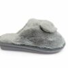 Sesamall Γυναικεία Χειμερινή Παντόφλα Με Οικολογική Γούνα και Τακούνι Grey Καρδούλα