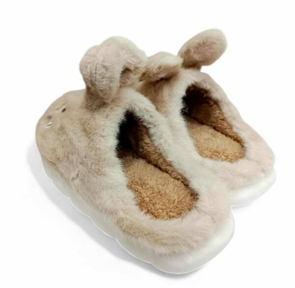 Γυναικείες/Εφηβικές Χειμερινές Παντόφλες Οικολογική Γούνα σόλα Phylon Κουνελάκι Beige