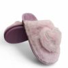 Sesamall Γυναικεία Χειμερινή Παντόφλα Με Οικολογική Γούνα και Τακούνι Purple Καρδούλα