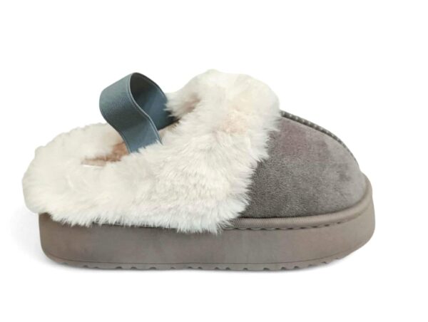 Jomix Δίπατες Γυναικείες Χειμερινές Παντόφλες Οικολογική Γούνα και Γούρια Grey