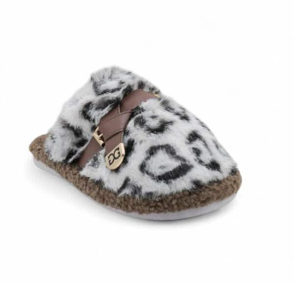 Jomix Γυναικεία Χειμερινή Παντόφλα Με Οικολογική Γούνα White Λεοπάρ