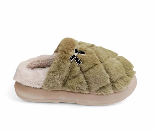 Jomix Γυναικείες Χειμερινές Παντόφλες Οικολογική Γούνα σόλα Phylon Olive Green