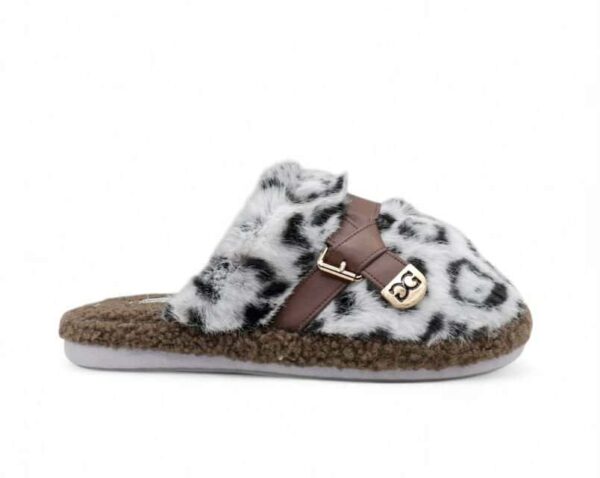 Jomix Γυναικεία Χειμερινή Παντόφλα Με Οικολογική Γούνα White Λεοπάρ