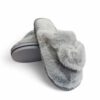 Sesamall Γυναικεία Χειμερινή Παντόφλα Με Οικολογική Γούνα και Τακούνι Grey Καρδούλα