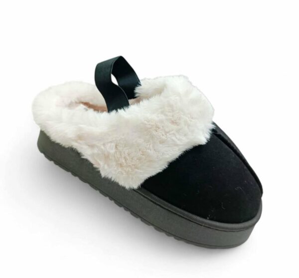 Jomix Δίπατες Γυναικείες Χειμερινές Παντόφλες Οικολογική Γούνα και Γούρια Black