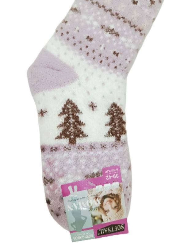 Κάλτσες Γυναικείες Αντιολισθητικές με Γούνα Μοβ Λιλά