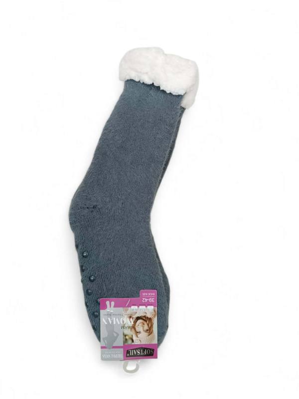 Κάλτσες Γυναικείες Αντιολισθητικές με Γούνα Drk.Grey