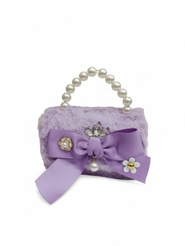 Παιδική Τσάντα Βόλτας Κορίτσι με Strass Στέμμα και Πέρλα Purple