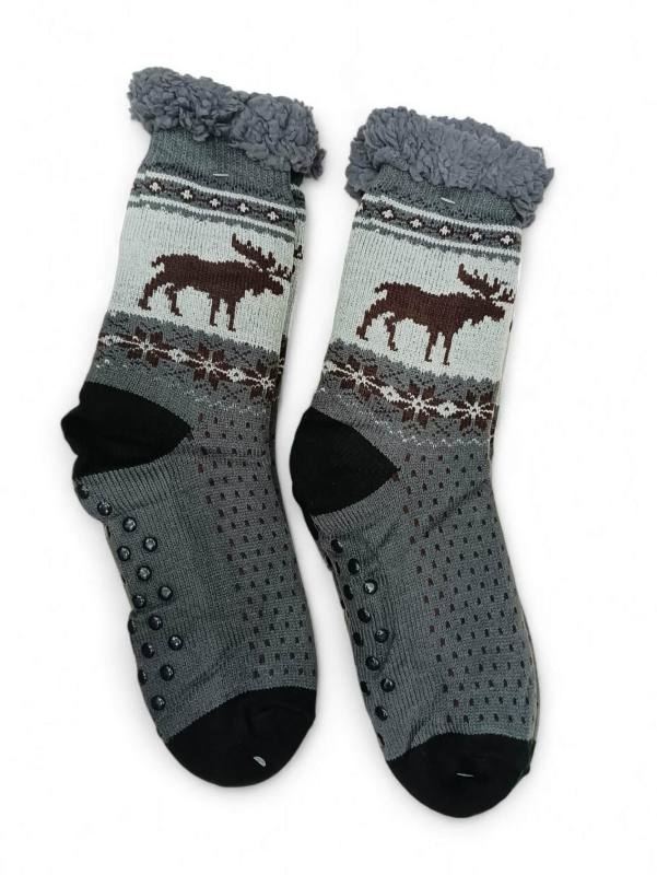 Κάλτσες Αντρικές Αντιολισθητικές με Γούνα Grey