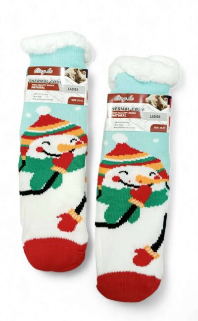 Κάλτσες Χριστουγεννιάτικες Αντιολισθητικές με Γούνα Χιονάνθρωπος