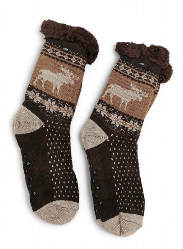 Κάλτσες Αντρικές Αντιολισθητικές με Γούνα Brown