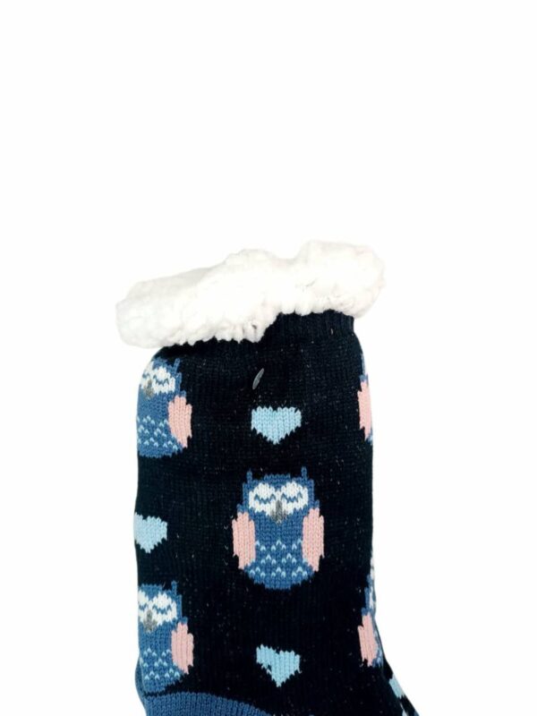 Κάλτσες Γυναικείες/Εφηβικές Αντιολισθητικές με Γούνα Κουκουβάγιες Μπλε
