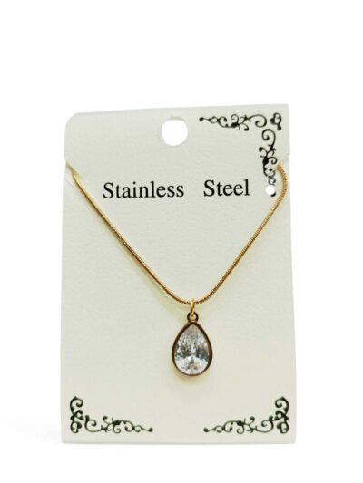 Γυναικείο Κολιέ από Ανoξείδωτο Ατσάλι Επιχρυσωμένο 24Κ Δάκρυ SD0111