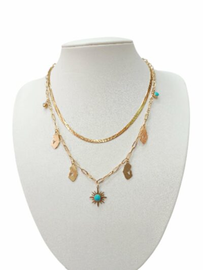 Γυναικείο Διπλό Κολιέ Από Ανoξείδωτο Ατσάλι Επιχρυσωμένο 24Κ SD0122