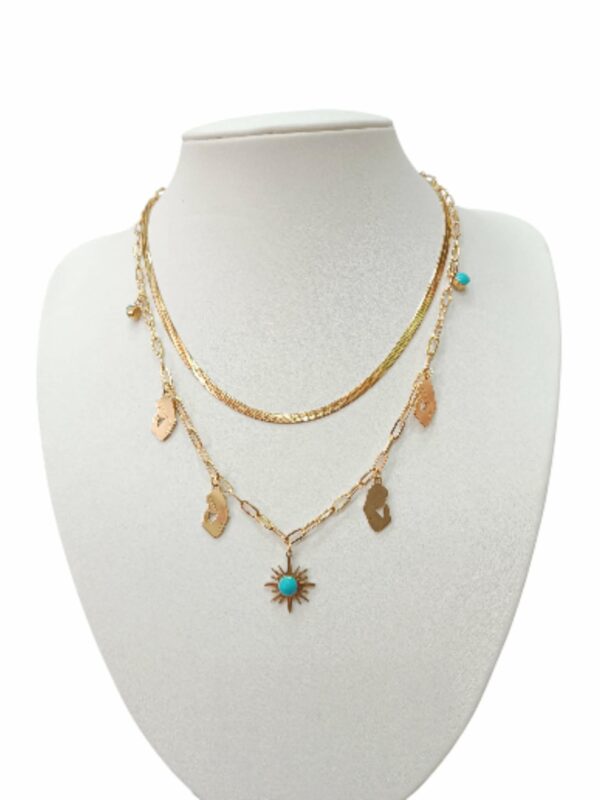 Γυναικείο Διπλό Κολιέ Από Ανoξείδωτο Ατσάλι Επιχρυσωμένο 24Κ SD0122