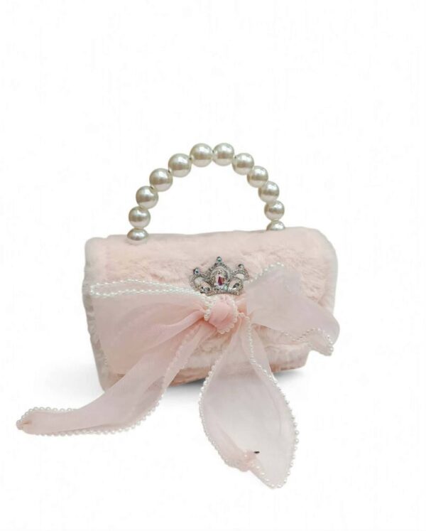 Παιδική Τσάντα Βόλτας Κορίτσι με Στέμμα και Φιόγκο Pink