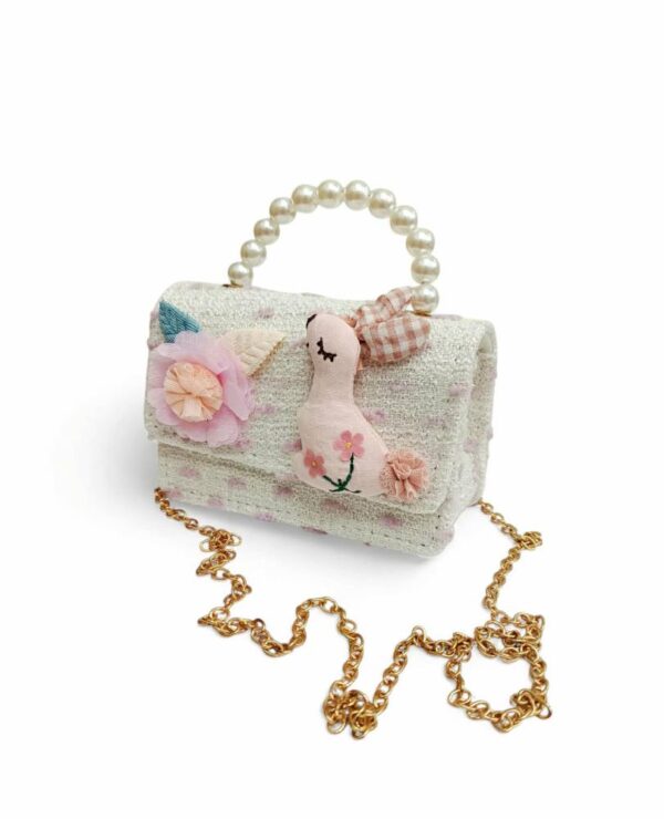 Παιδική Τσάντα Βόλτας Κορίτσι με Λαγουδάκι και Λουλούδι Beige/Pink