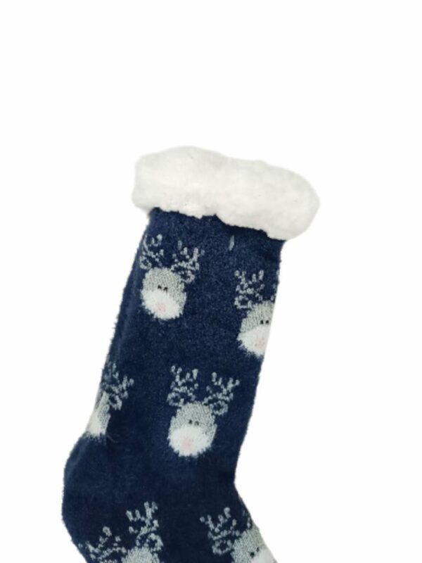 Y2wlu77l Κάλτσες Γυναικείες Αντιολισθητικές με Γούνα Ταρανδάκια Μπλε