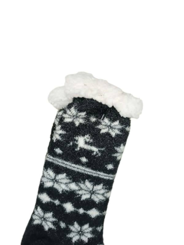 Κάλτσες Γυναικείες Αντιολισθητικές με Γούνα Χιονονιφάδες Black