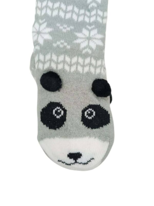 Κάλτσες Γυναικείες/Εφηβικές Αντιολισθητικές με Γούνα Ζωάκι Πάντα Grey