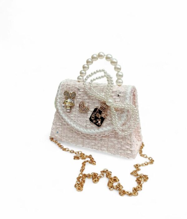 Παιδική Τσάντα Βόλτας Κορίτσι με Πέρλες και Strass Pink