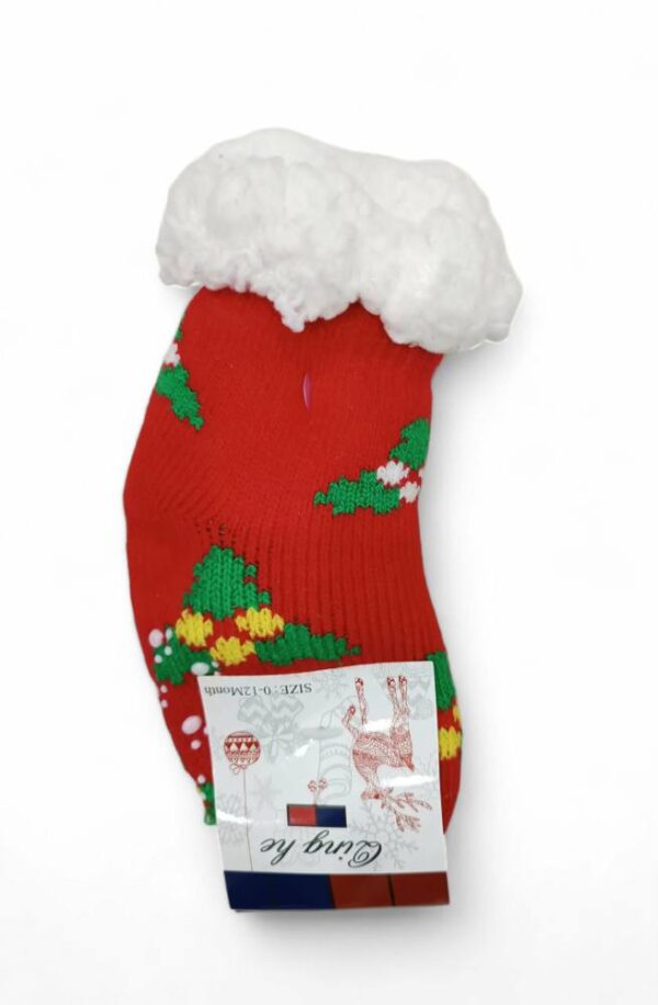 Βρεφικές Κάλτσες Χριστουγεννιάτικες Αντιολισθητικές με Γούνα Red