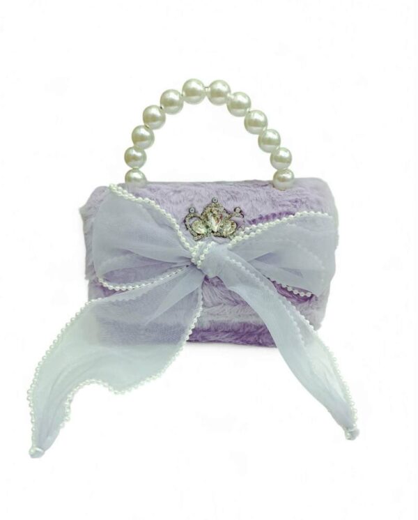 bGj2fBb6 Παιδική Τσάντα Βόλτας Κορίτσι με Στέμμα και Φιόγκο Purple