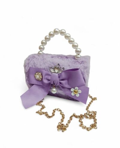 Παιδική Τσάντα Βόλτας Κορίτσι με Strass Στέμμα και Πέρλα Purple