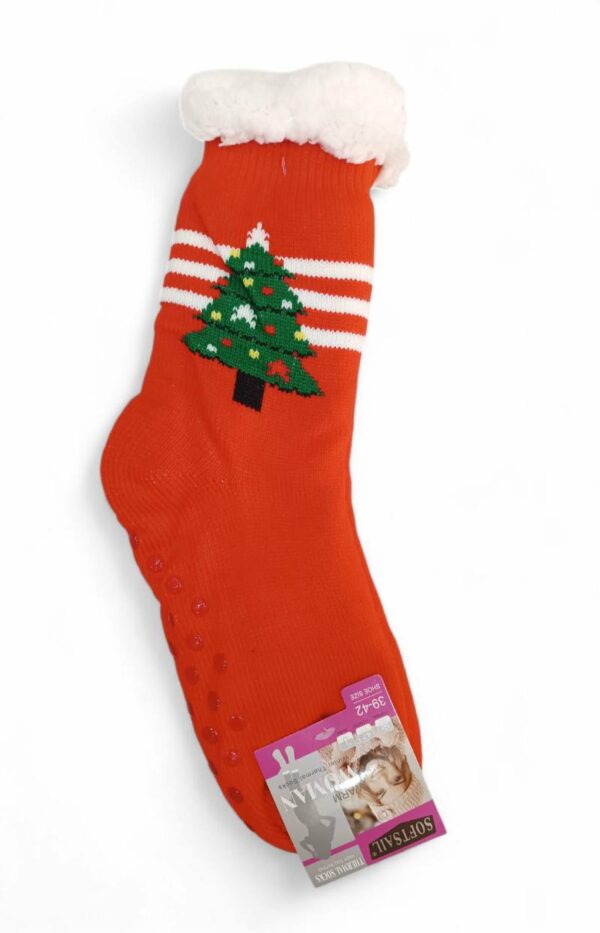Κάλτσες Χριστουγεννιάτικες Αντιολισθητικές με Γούνα Red