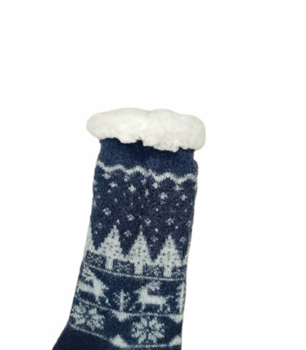 Κάλτσες Γυναικείες Αντιολισθητικές με Γούνα Χιονονιφάδες Μπλε