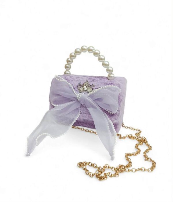 htcg9hm8 Παιδική Τσάντα Βόλτας Κορίτσι με Στέμμα και Φιόγκο Purple