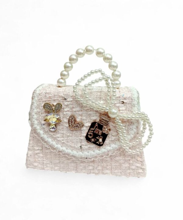 Παιδική Τσάντα Βόλτας Κορίτσι με Πέρλες και Strass Pink