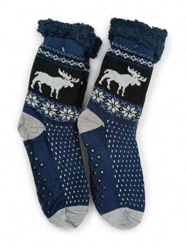 jfkKQWBK Κάλτσες Αντρικές Αντιολισθητικές με Γούνα Blue/Grey