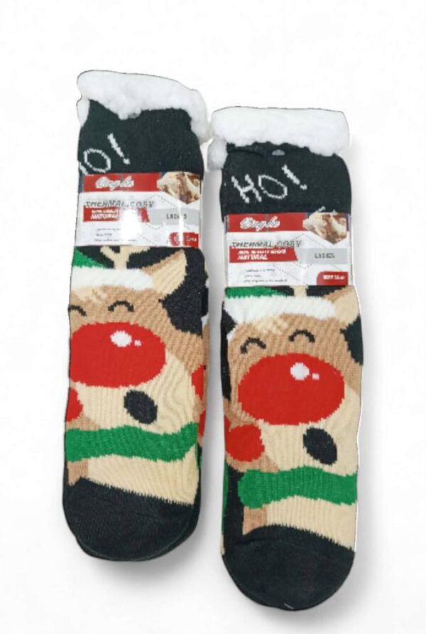 Κάλτσες Χριστουγεννιάτικες Αντιολισθητικές με Γούνα Ταρανδάκι