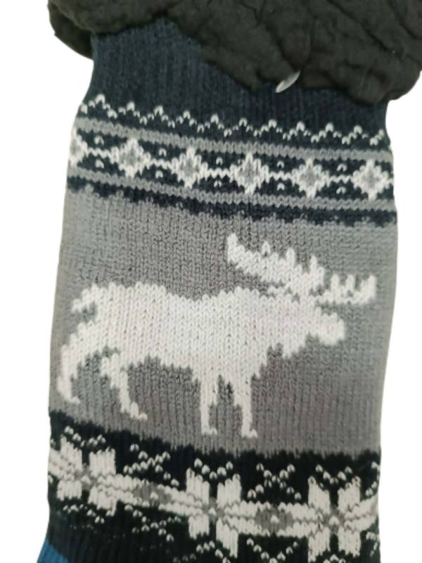 nTHKBHbQ Κάλτσες Αντρικές Αντιολισθητικές με Γούνα Blue/Grey