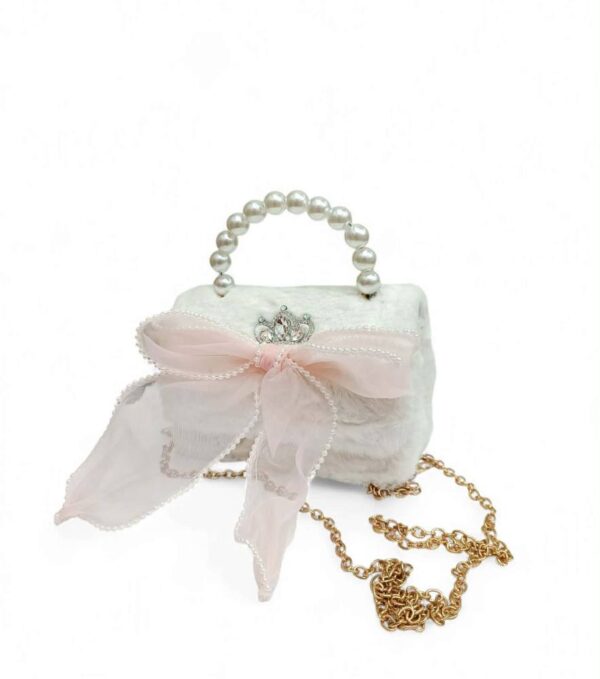 Παιδική Τσάντα Βόλτας Κορίτσι με Στέμμα και Φιόγκο White