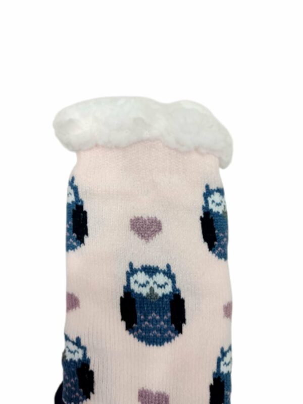 Κάλτσες Γυναικείες/Εφηβικές Αντιολισθητικές με Γούνα Κουκουβάγιες Pink