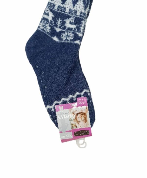 Κάλτσες Γυναικείες Αντιολισθητικές με Γούνα Χιονονιφάδες Μπλε