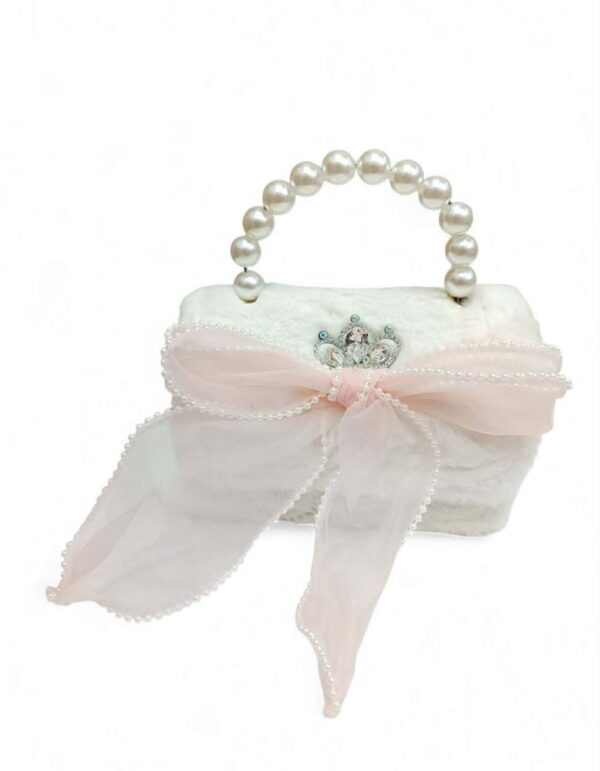 Παιδική Τσάντα Βόλτας Κορίτσι με Στέμμα και Φιόγκο White