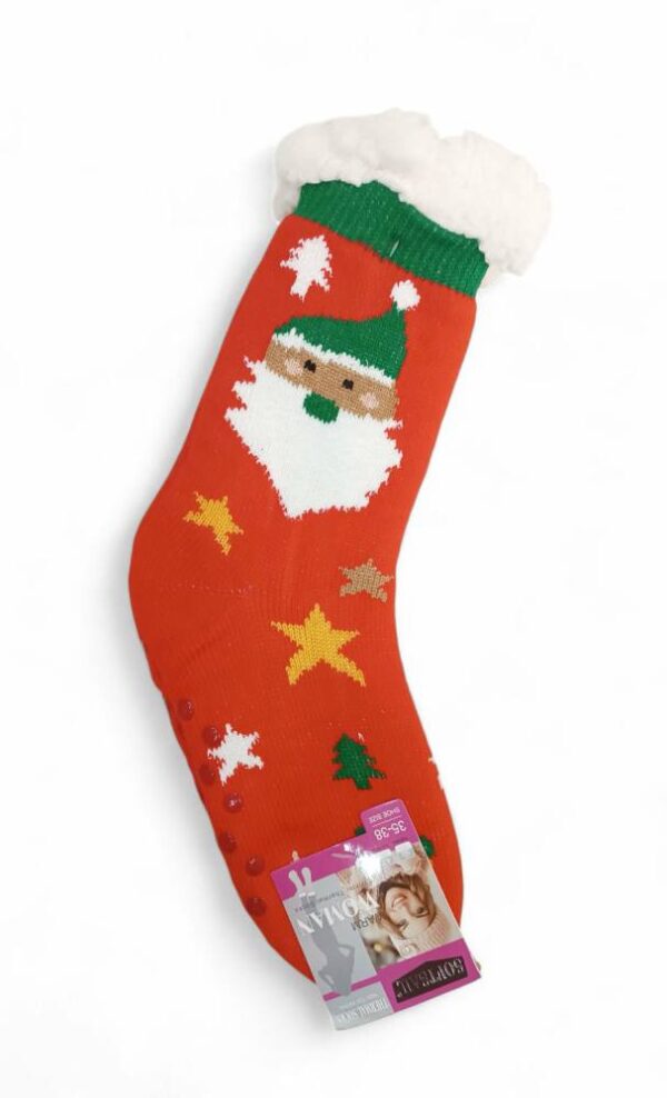 Κάλτσες Χριστουγεννιάτικες Αντιολισθητικές με Γούνα Red