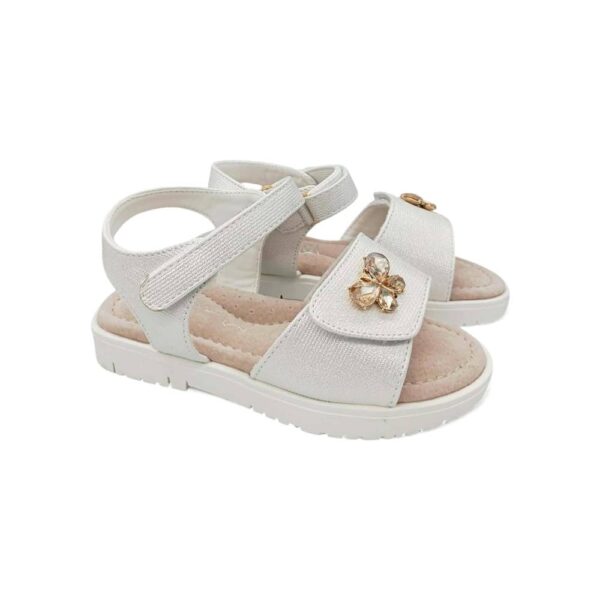 Zak Shoes Παιδικό Ανατομικό Πέδιλο Κορίτσι με Strass Πεταλούδα White