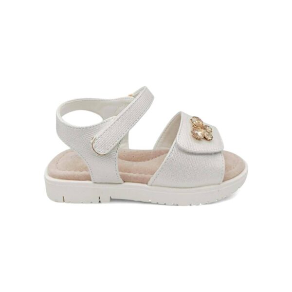 Zak Shoes Παιδικό Ανατομικό Πέδιλο Κορίτσι με Strass Πεταλούδα White