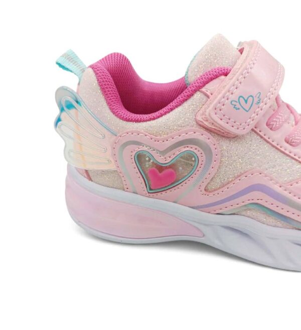 Παιδικά Αθλητικά Sneakers Φωτάκια με Φτερό και Καρδιά Pink