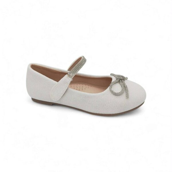 Τουίτι Παιδικές Ανατομικές Μπαλαρίνες Glitter με Strass Φιόγκο White