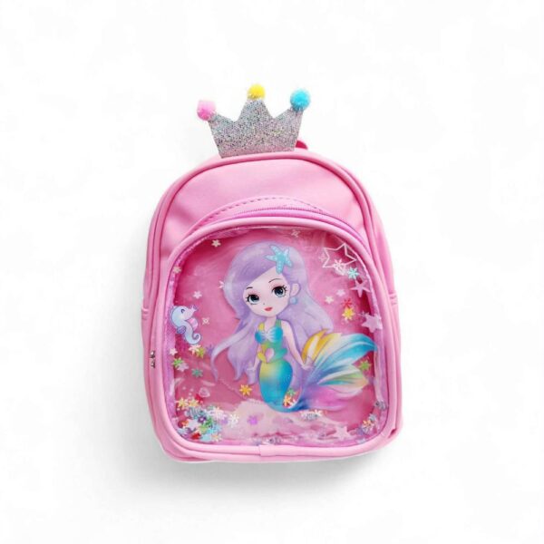 Παιδική Τσάντα Κορίτσι Backpack Γοργόνα με Glitter Στέμμα Ροζ